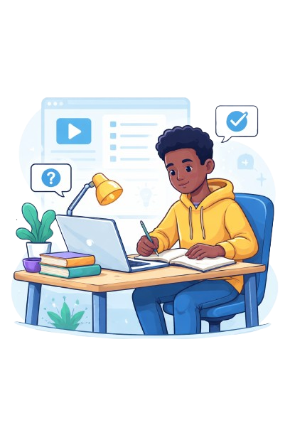 Student studying at desk